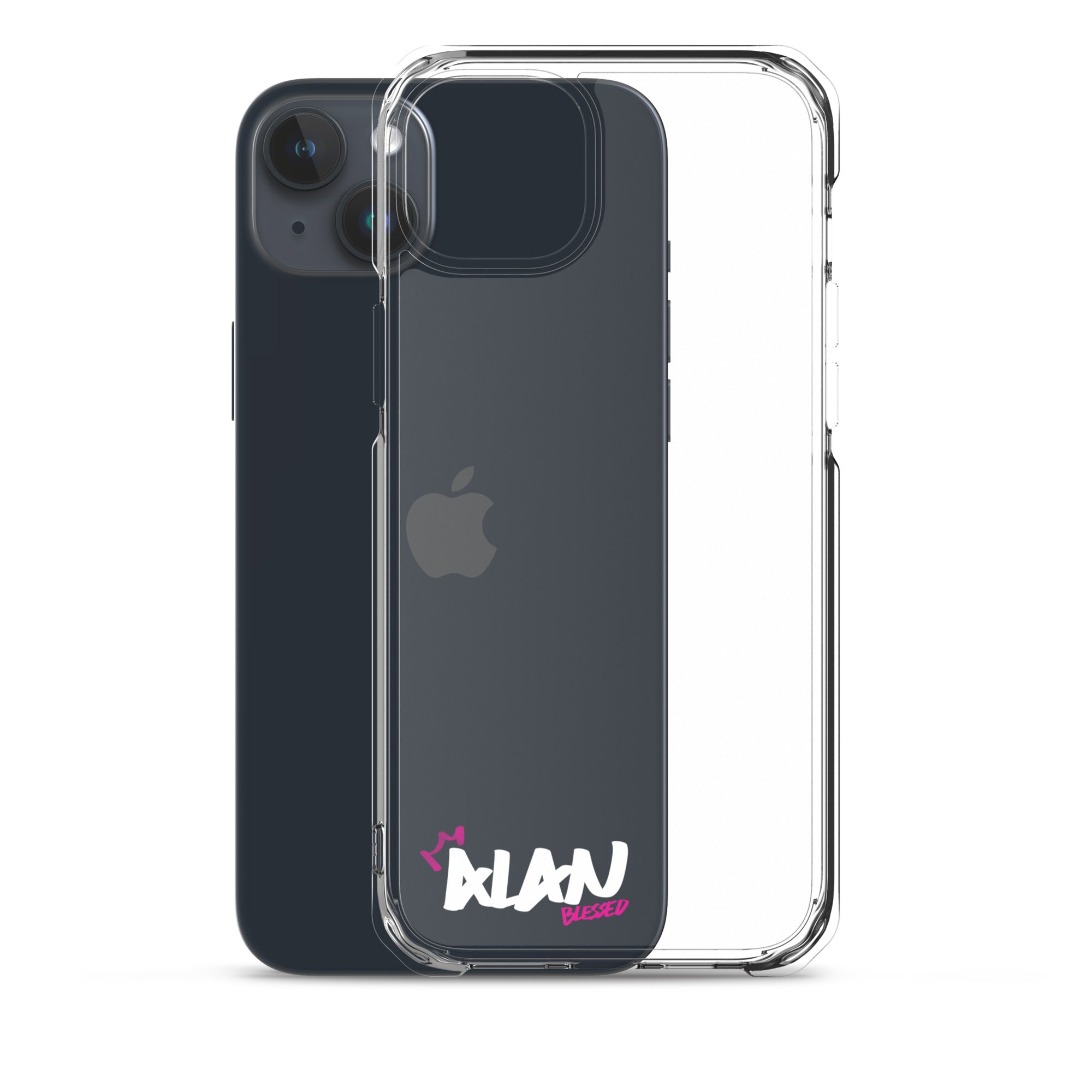 Clear iPhone Case White Text - Alan Blessed