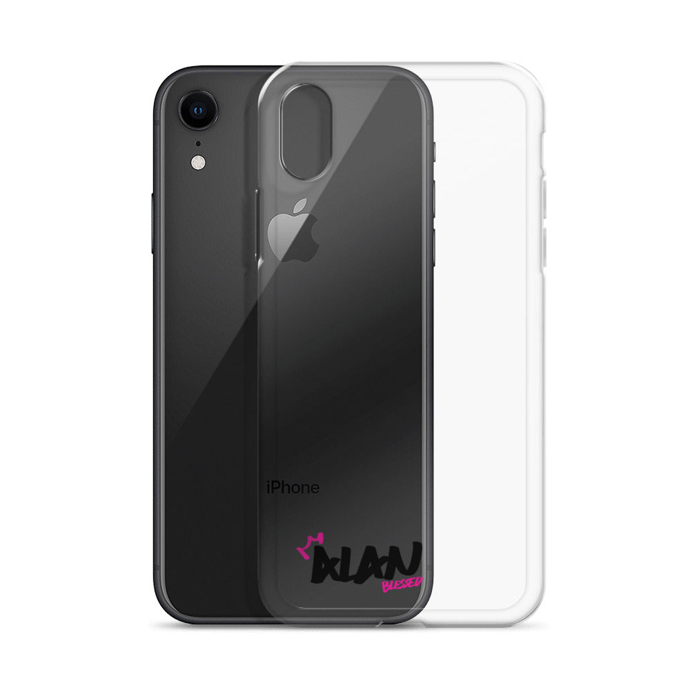 Clear iPhone Case Black Text - Alan Blessed