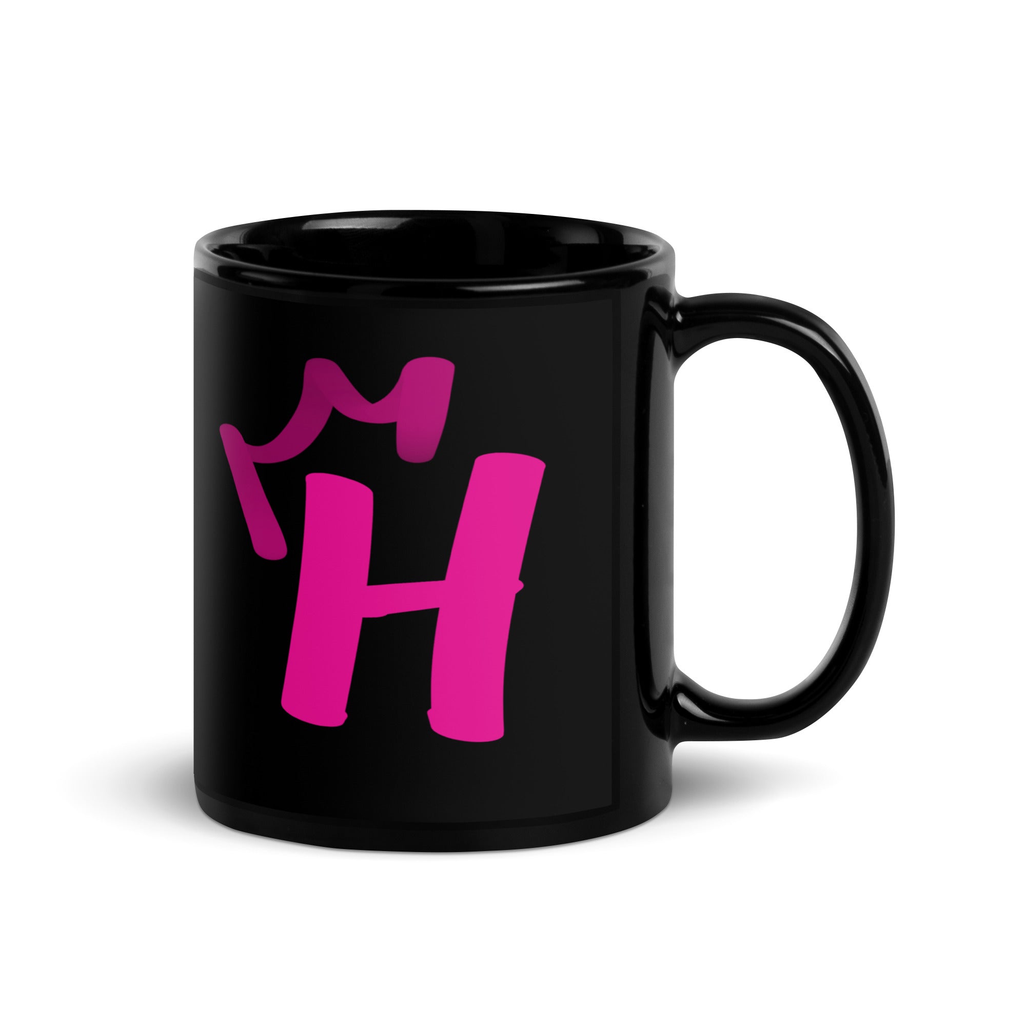 Black Glossy Mug - Letter H