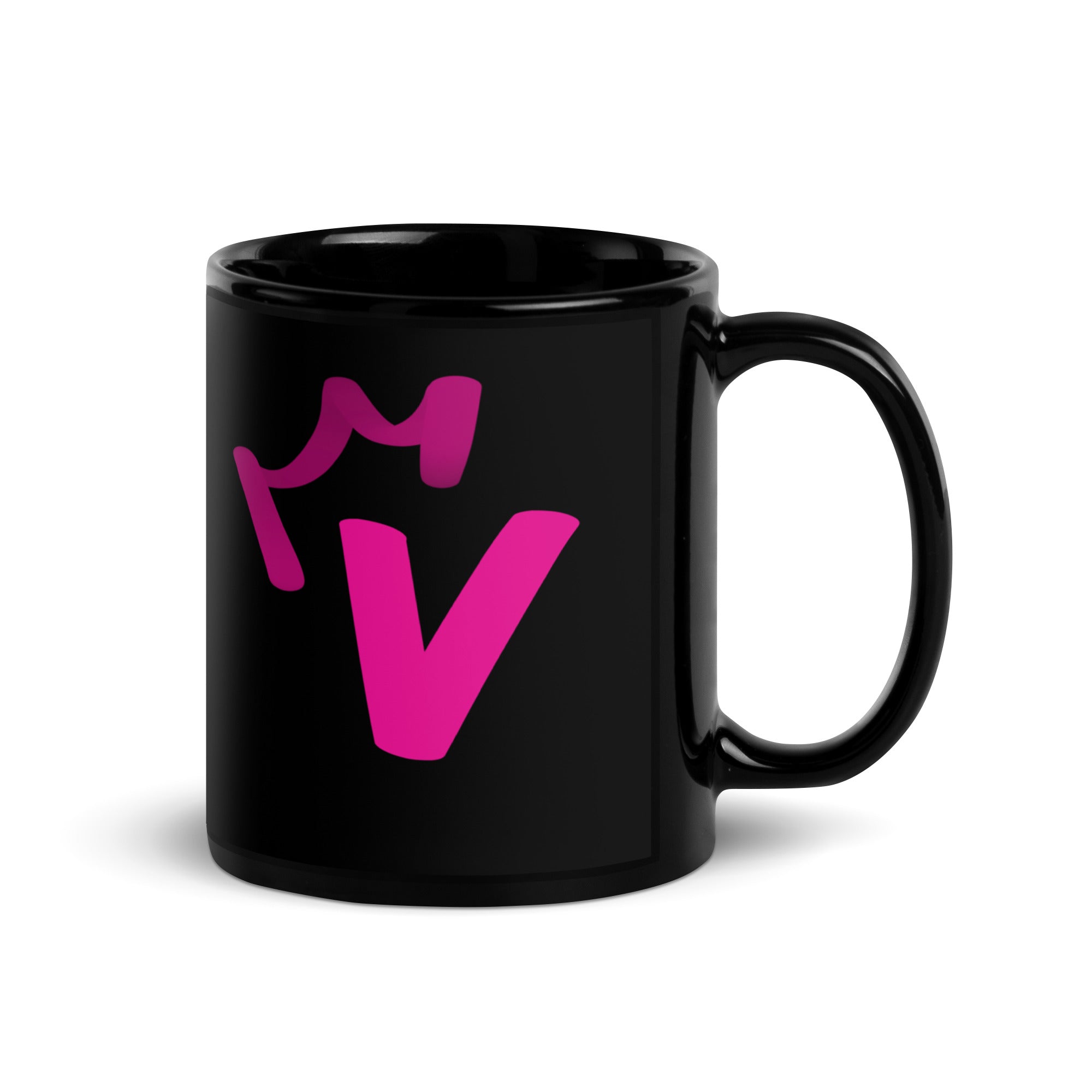 Black Glossy Mug - Letter V