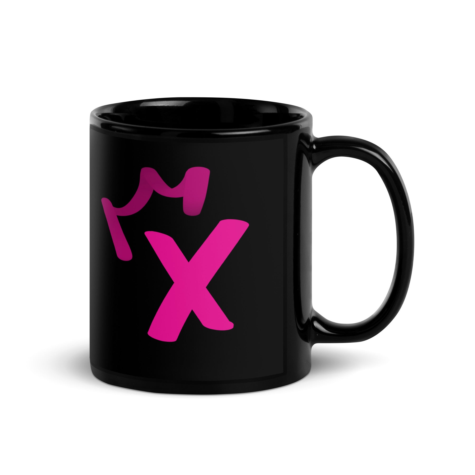 Black Glossy Mug - Letter X