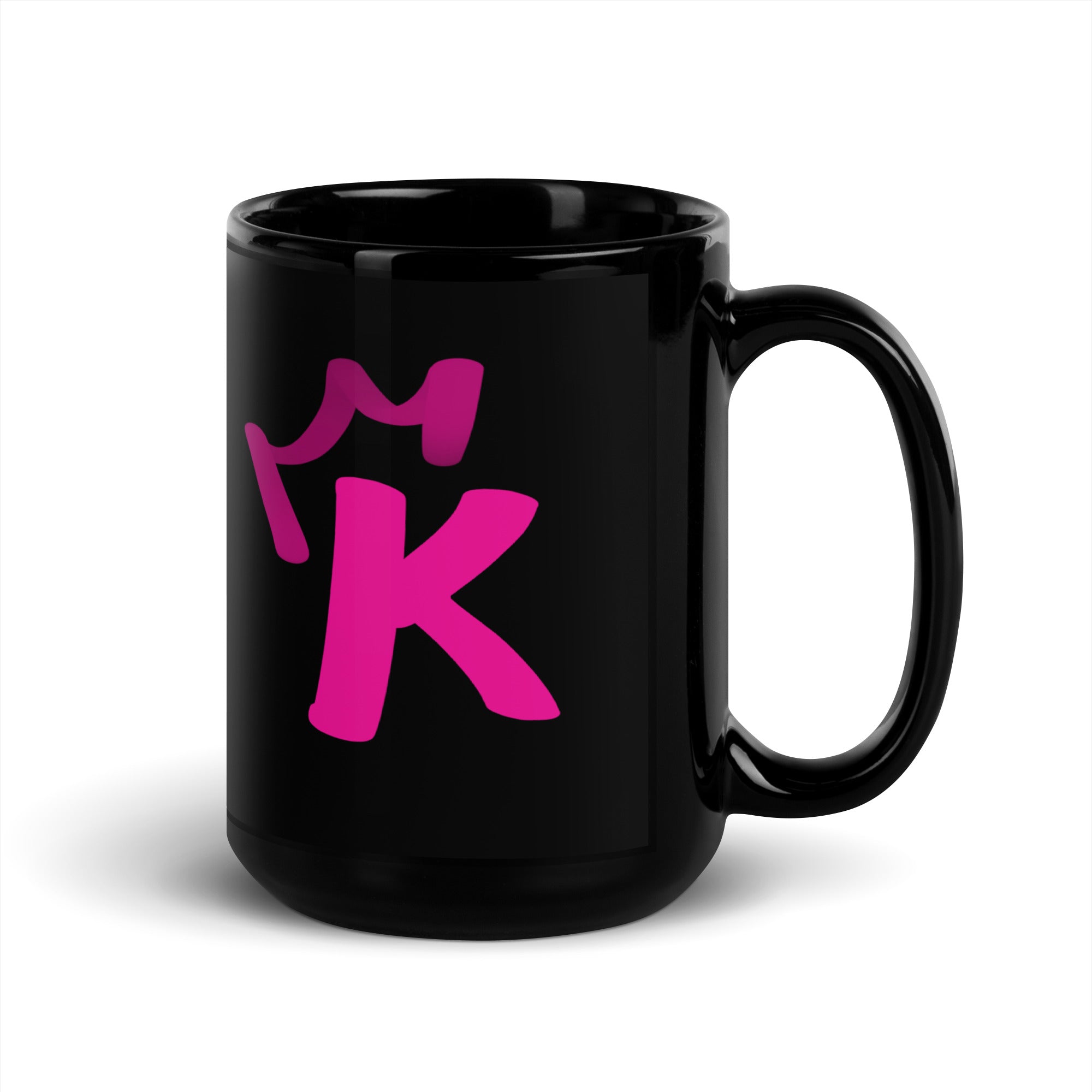 Black Glossy Mug - Letter K