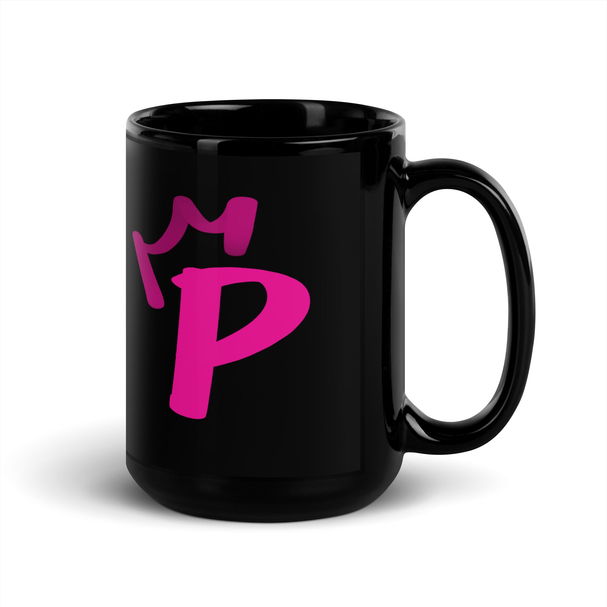 Black Glossy Mug - Letter P