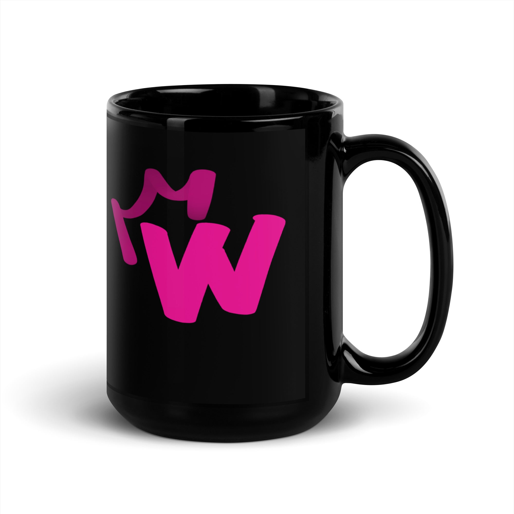 Black Glossy Mug - Letter W