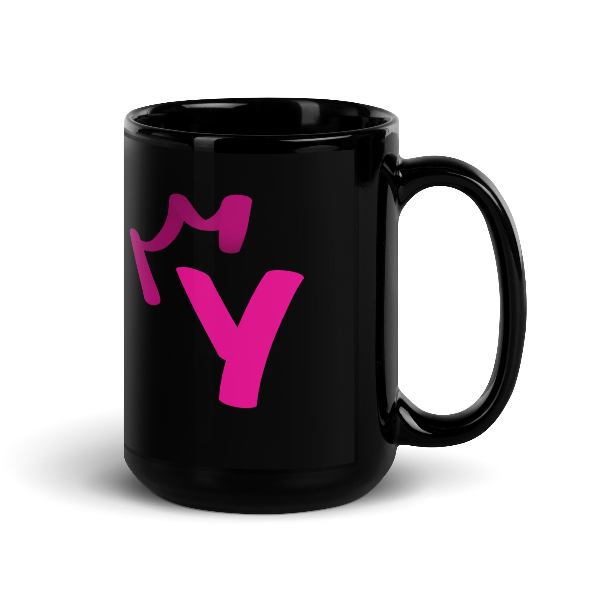 Black Glossy Mug - Letter Y