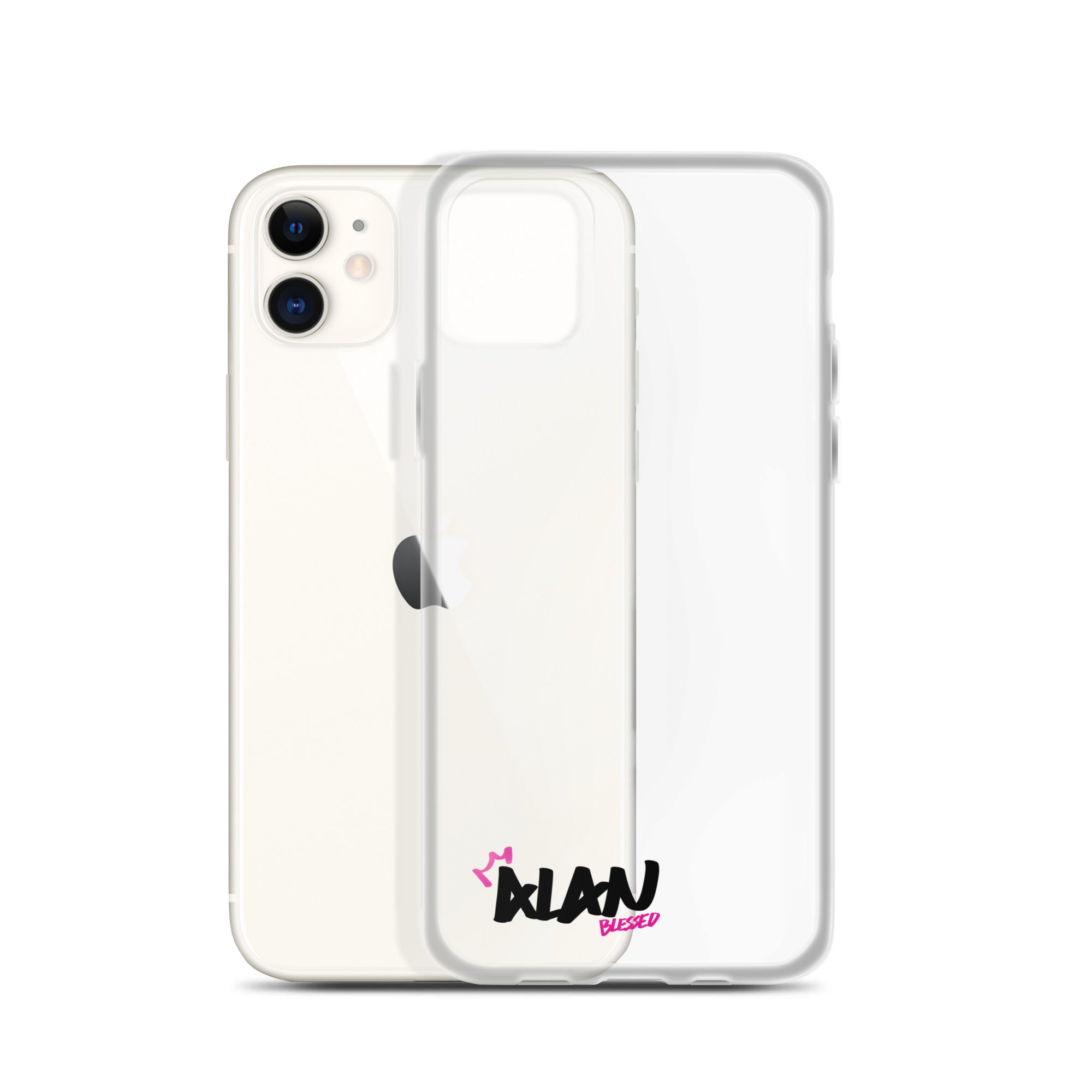 Clear iPhone Case Black Text - Alan Blessed