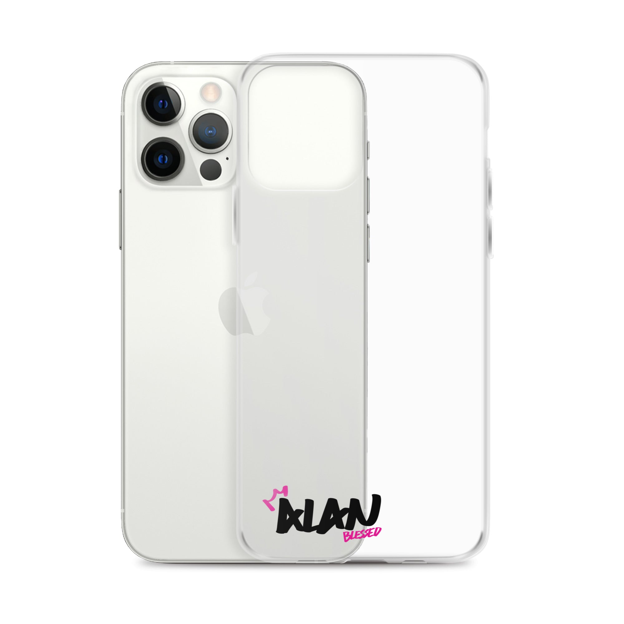 Clear iPhone Case Black Text - Alan Blessed