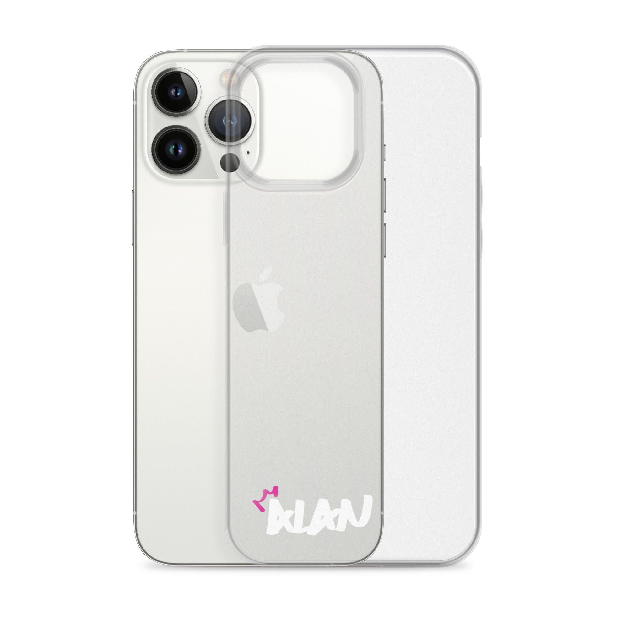 Clear iPhone Case White Text - Alan