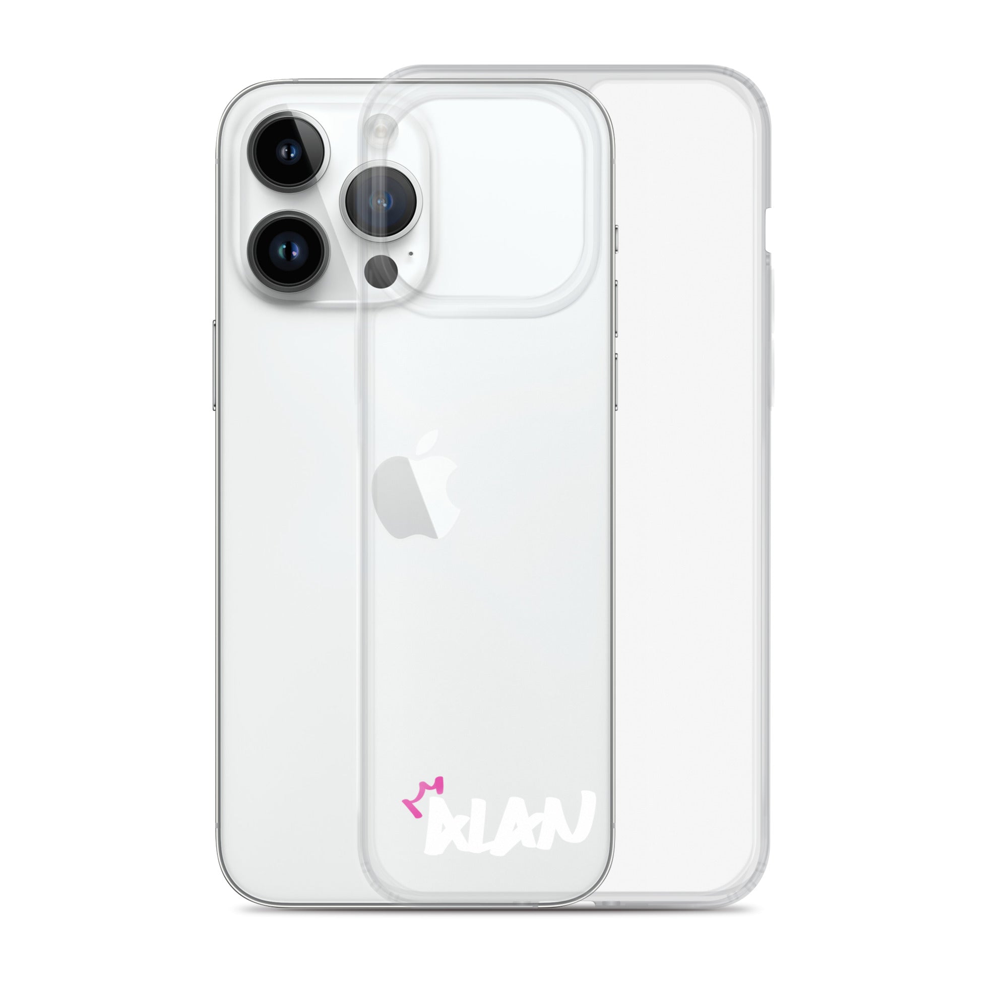 Clear iPhone Case White Text - Alan