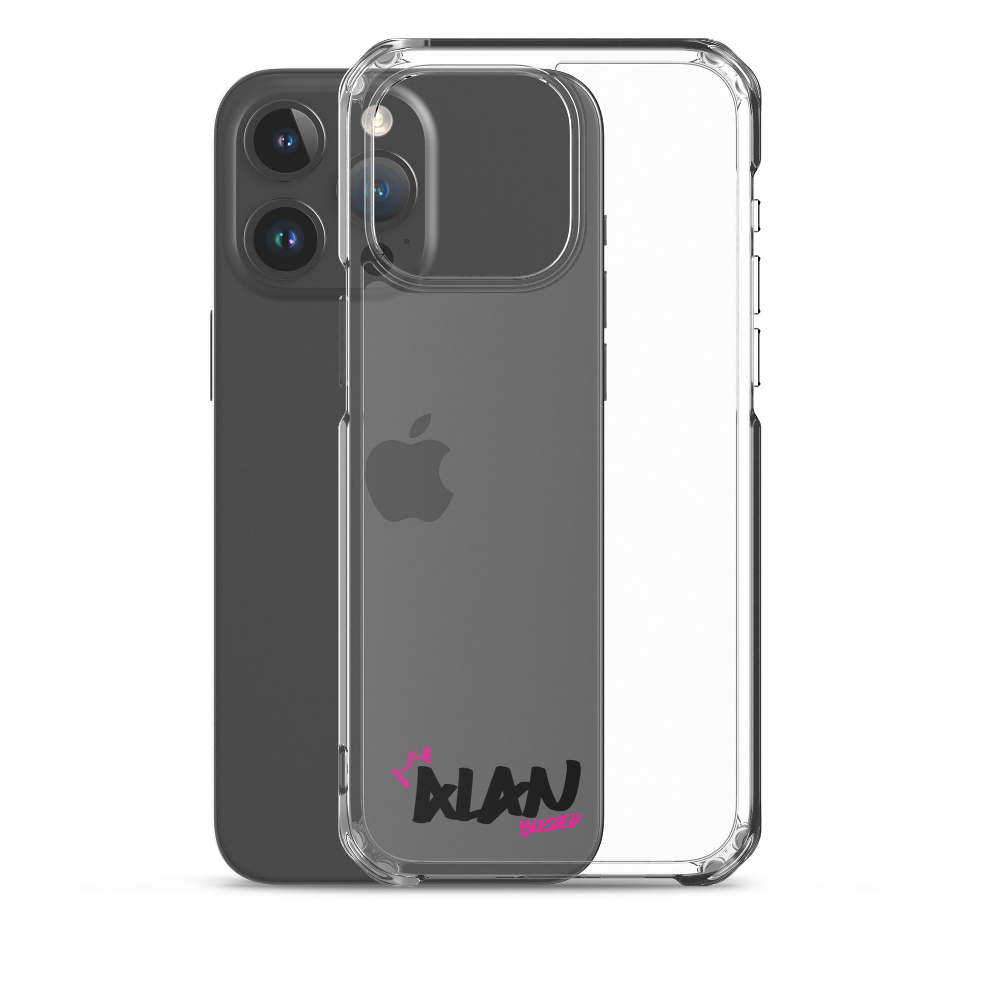 Clear iPhone Case Black Text - Alan Blessed