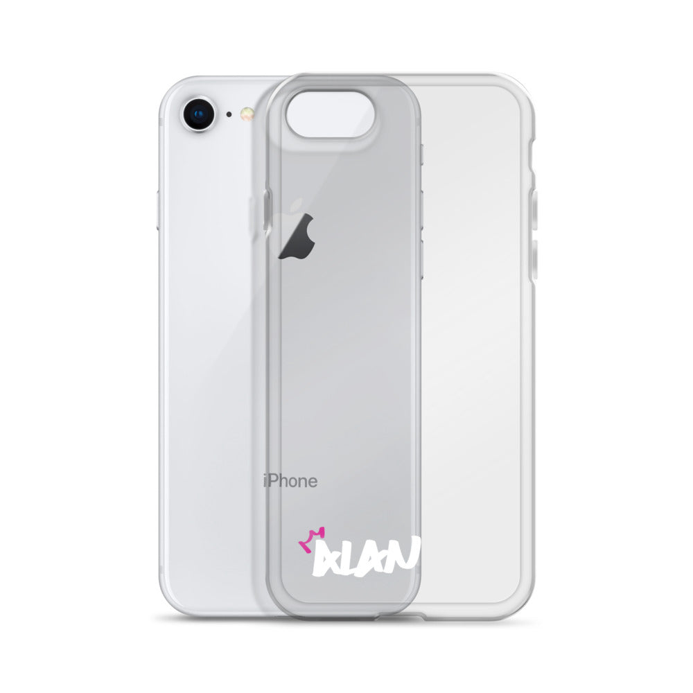 Clear iPhone Case White Text - Alan