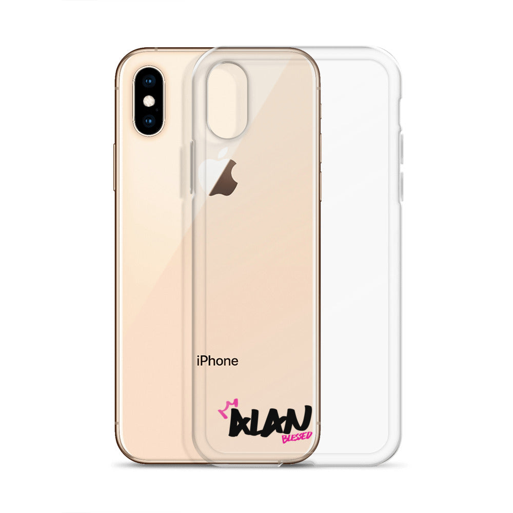 Clear iPhone Case Black Text - Alan Blessed