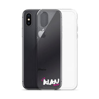 Clear iPhone Case White Text - Alan Blessed