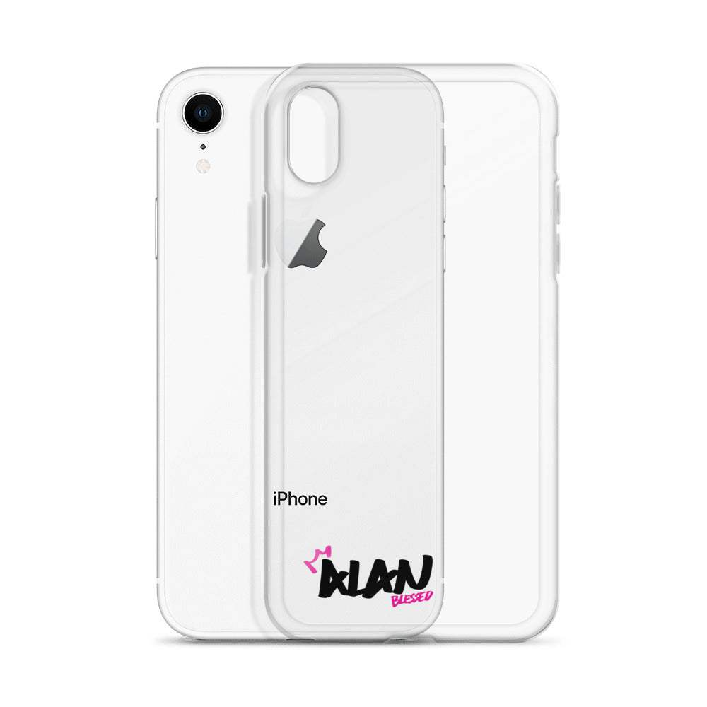 Clear iPhone Case Black Text - Alan Blessed